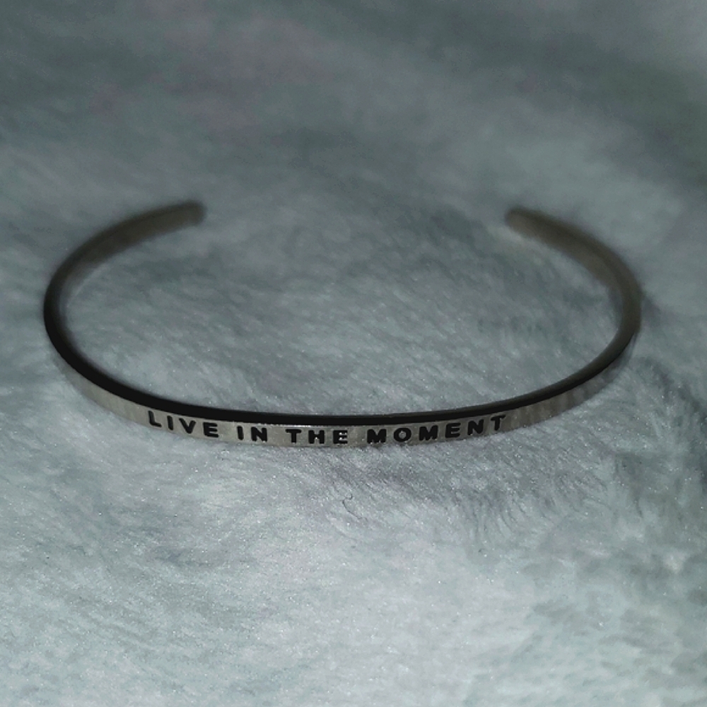 MantraBand Silver "Live in the Moment" Bracelet